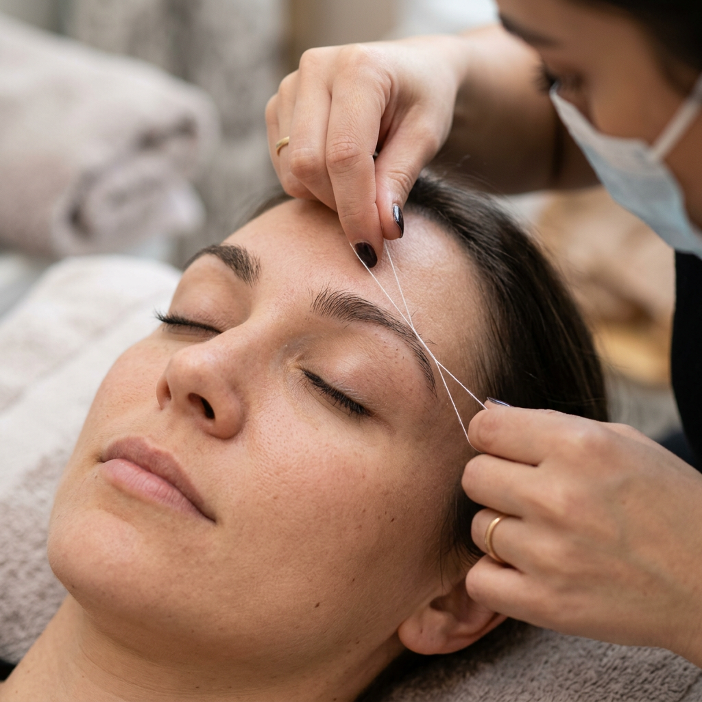 Depilação facial com linha na Belama Studio